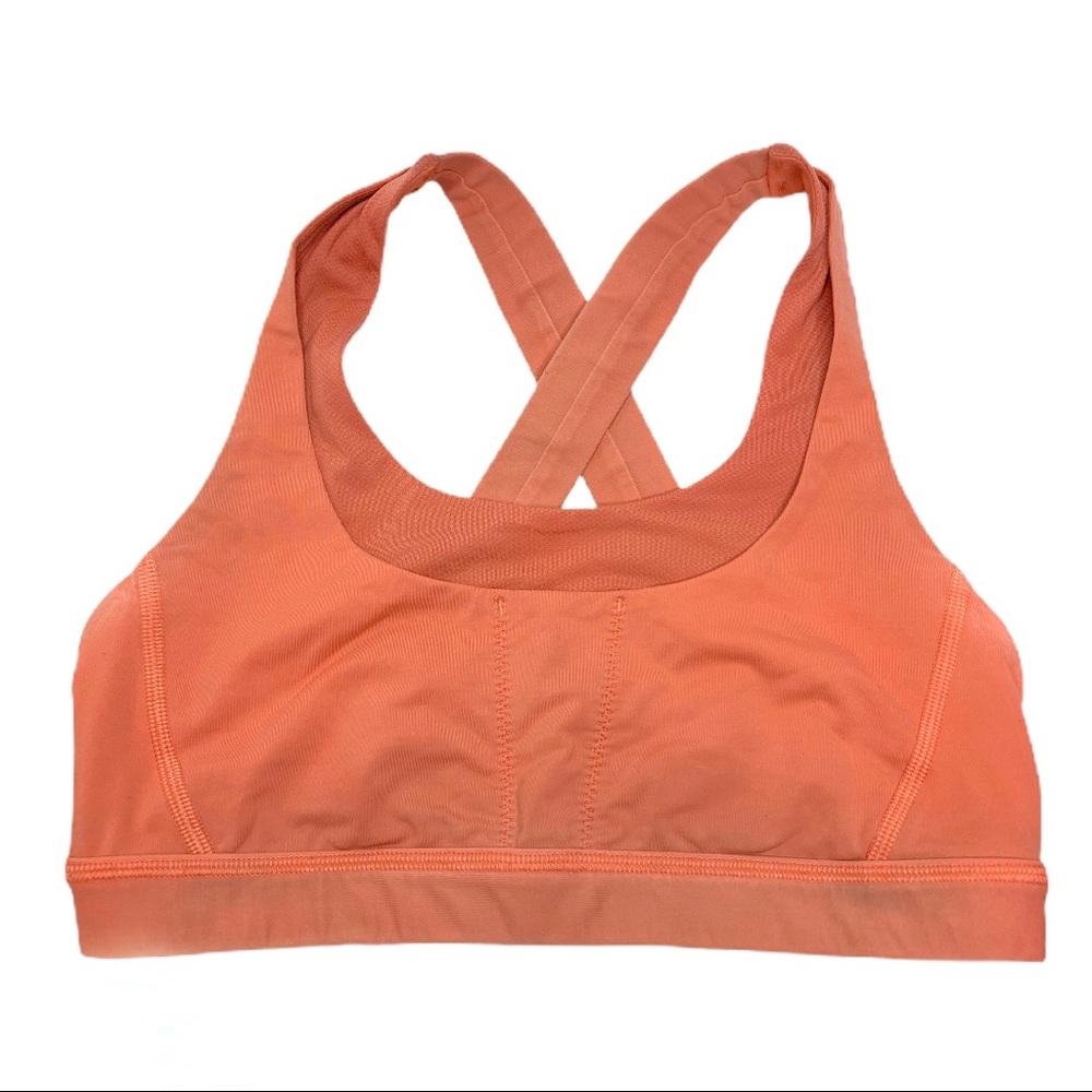 Lululemon Cross Strap Sports Bra Sz 6 Workout Fitness Yoga Orange Coral